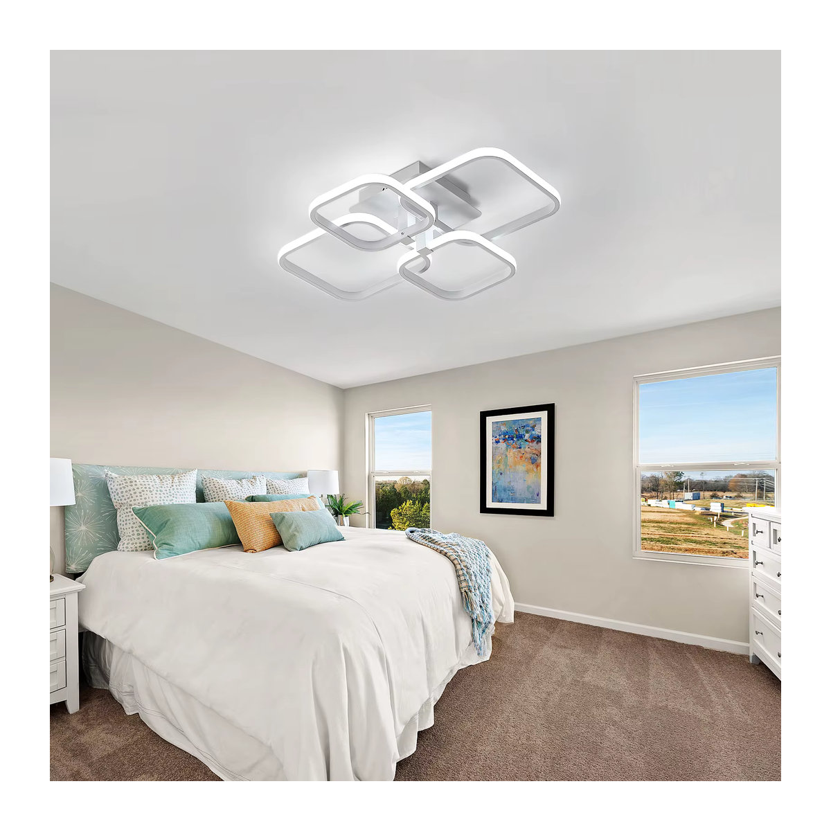 Moderne LED-Deckenleuchte in Weiß mit 60W und Kaltweiß für dein Wohnzimmer - Bild 5