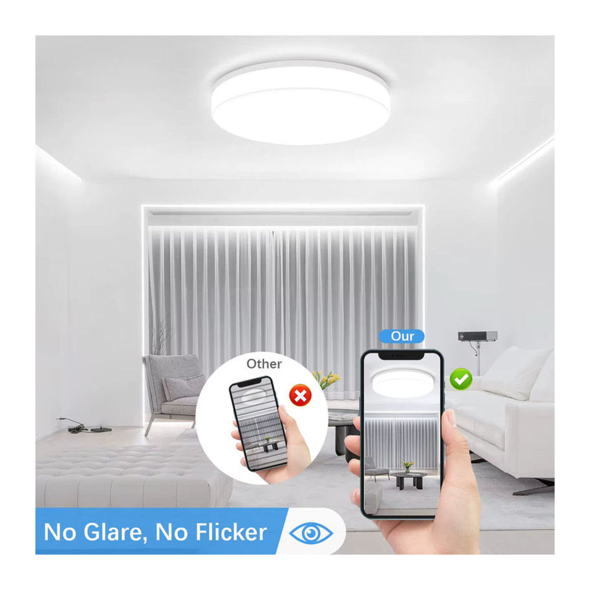 Moderne LED Deckenleuchte IRALAN in Weiß, minimalistischer Kronleuchter für Wohnzimmer, Schlafzimmer und Flur - Bild 3