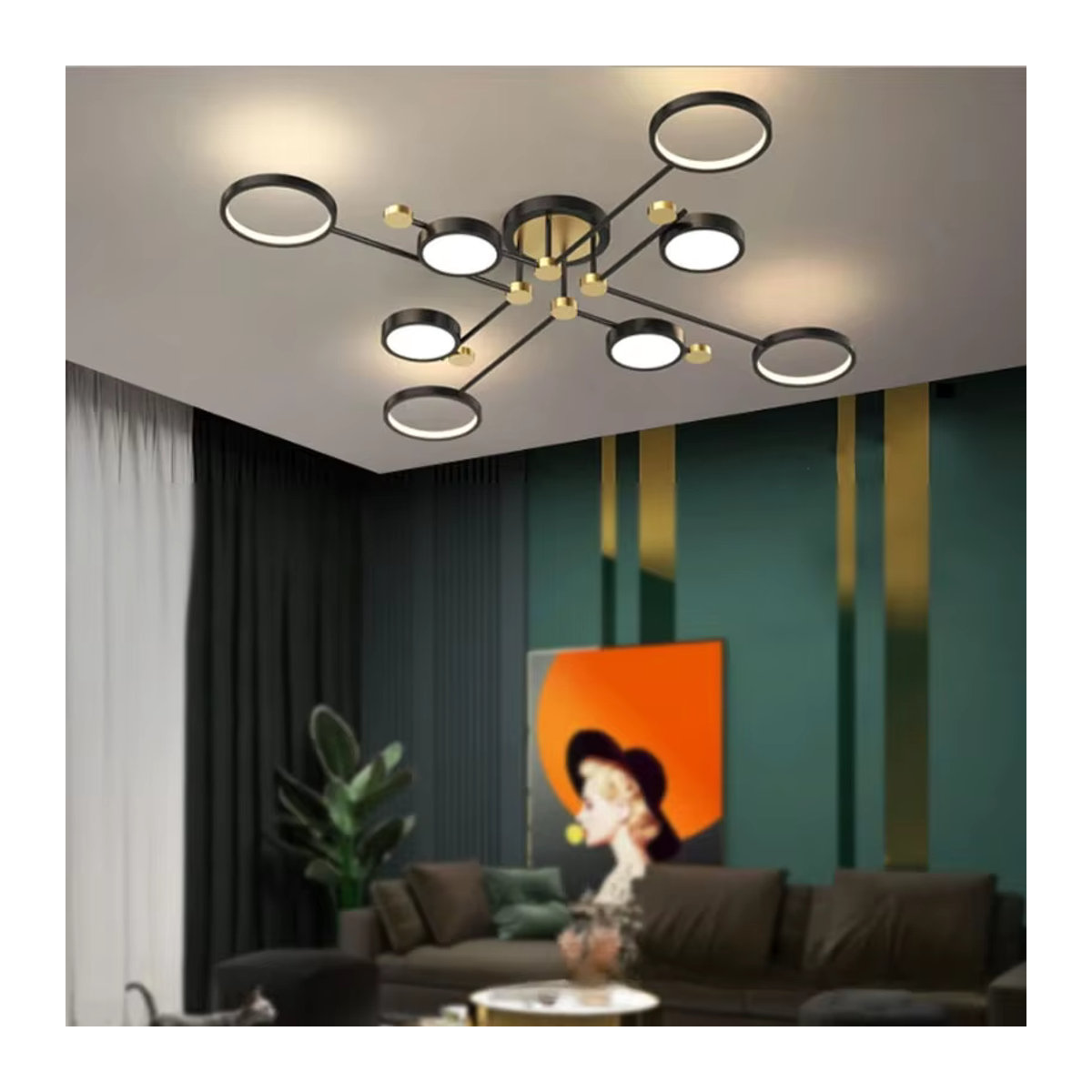 Moderne LED Deckenleuchte JIANKEXING Kronleuchter in Schwarz mit Fernbedienung für Wohnzimmer, Schlafzimmer und Küche - Bild 1