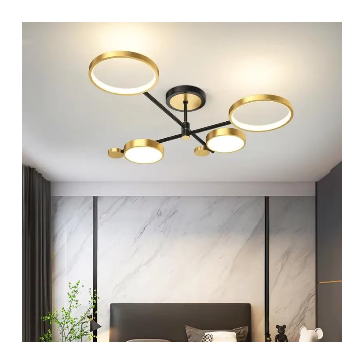 Moderne LED Deckenleuchte JIANKEXING Kronleuchter in Schwarz mit Fernbedienung für Wohnzimmer, Schlafzimmer und Küche - Bild 2