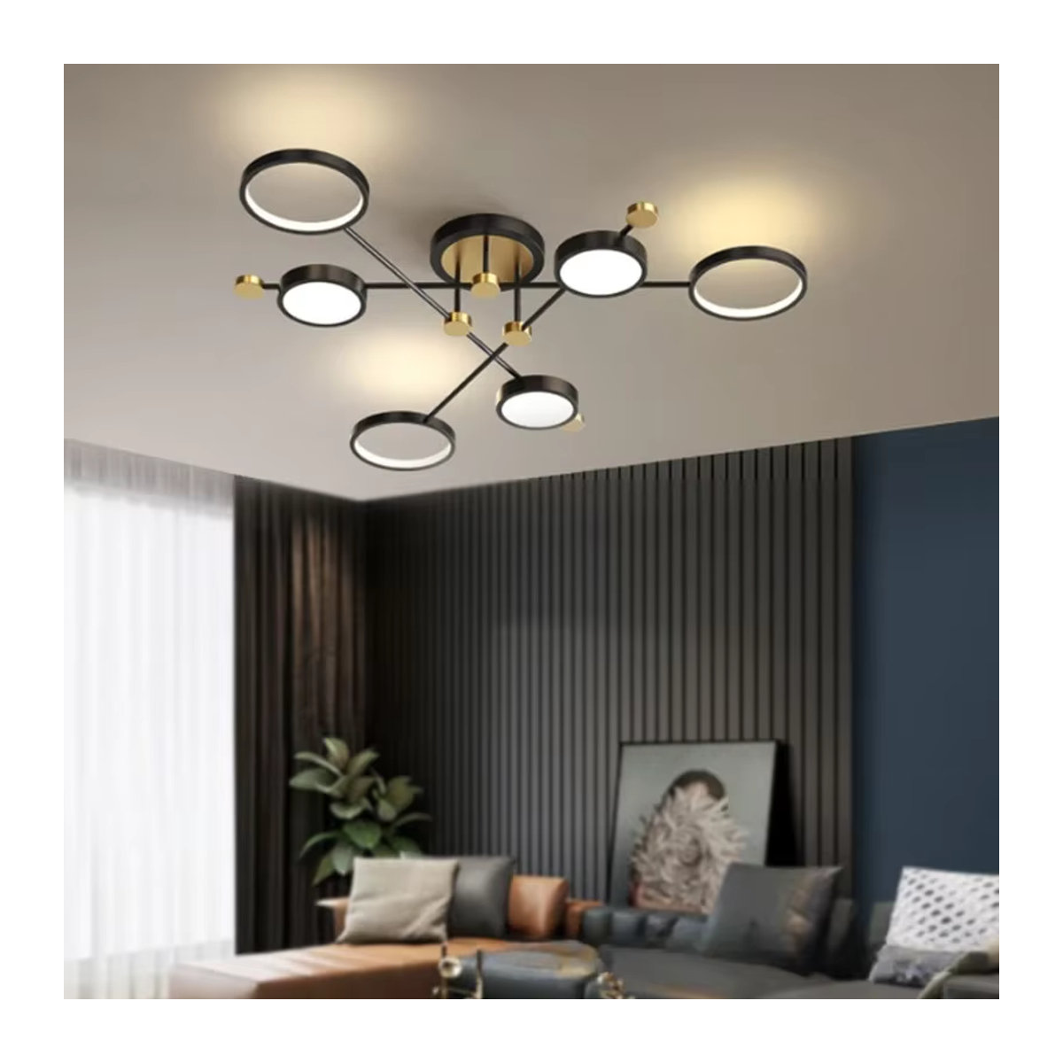 Moderne LED Deckenleuchte JIANKEXING Kronleuchter in Schwarz mit Fernbedienung für Wohnzimmer, Schlafzimmer und Küche - Bild 3