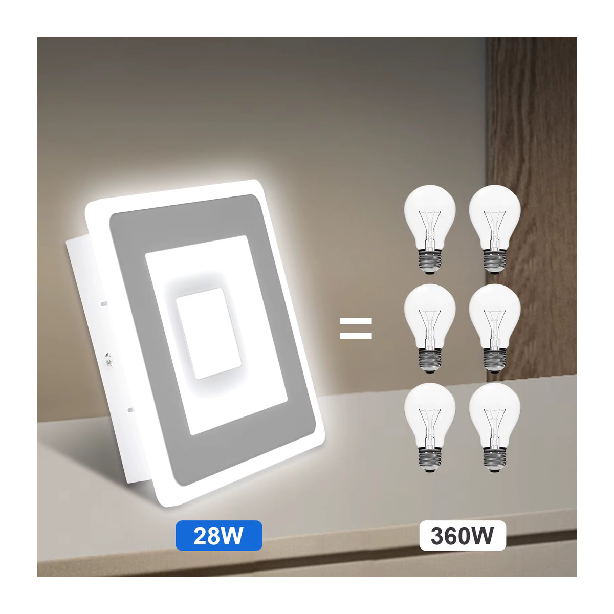 Moderne LED Deckenleuchte Thinesss in Weiß mit 28 W und Kaltweiß (6500 K) aus Acryl - Bild 2