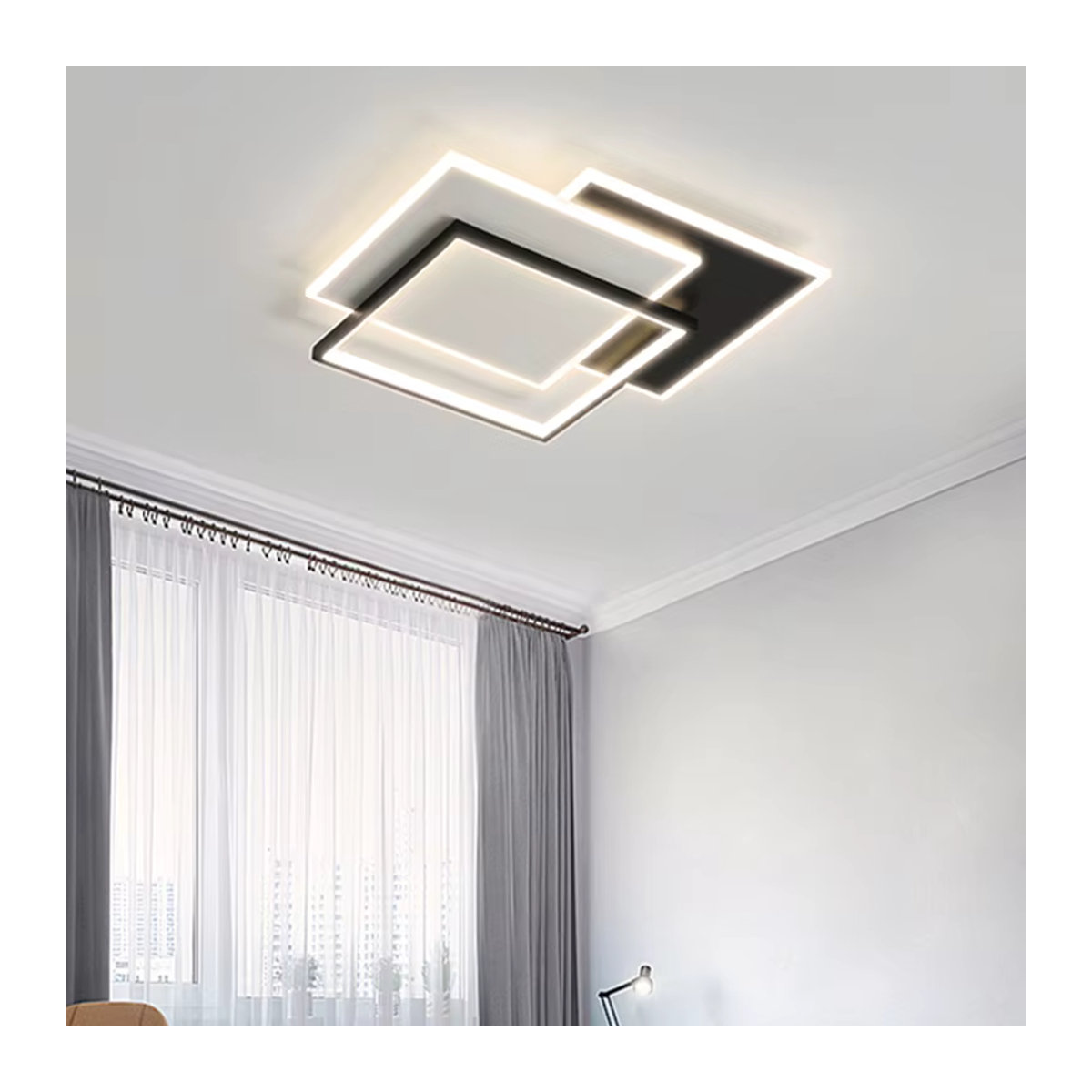 Moderne LED Deckenleuchte TONDI für Wohnzimmer Schlafzimmer und Küche in Schwarz/Weiß - Bild 1