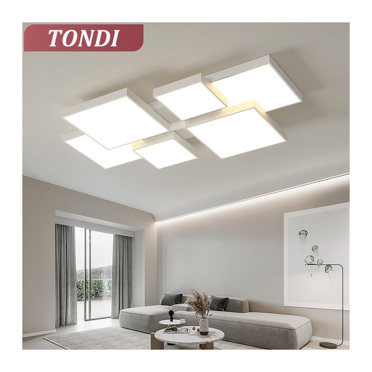 Moderne LED Deckenleuchte TONDI in Weiß im minimalistischen Design für Wohnzimmer, Schlafzimmer oder Büro - Bild 1