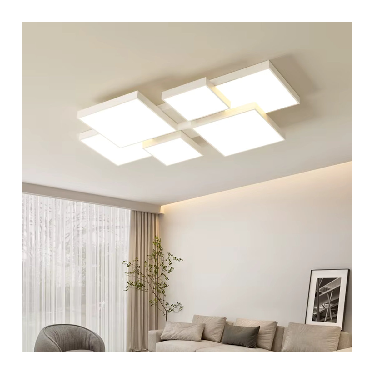 Moderne LED Deckenleuchte TONDI in Weiß im minimalistischen Design für Wohnzimmer, Schlafzimmer oder Büro - Bild 2
