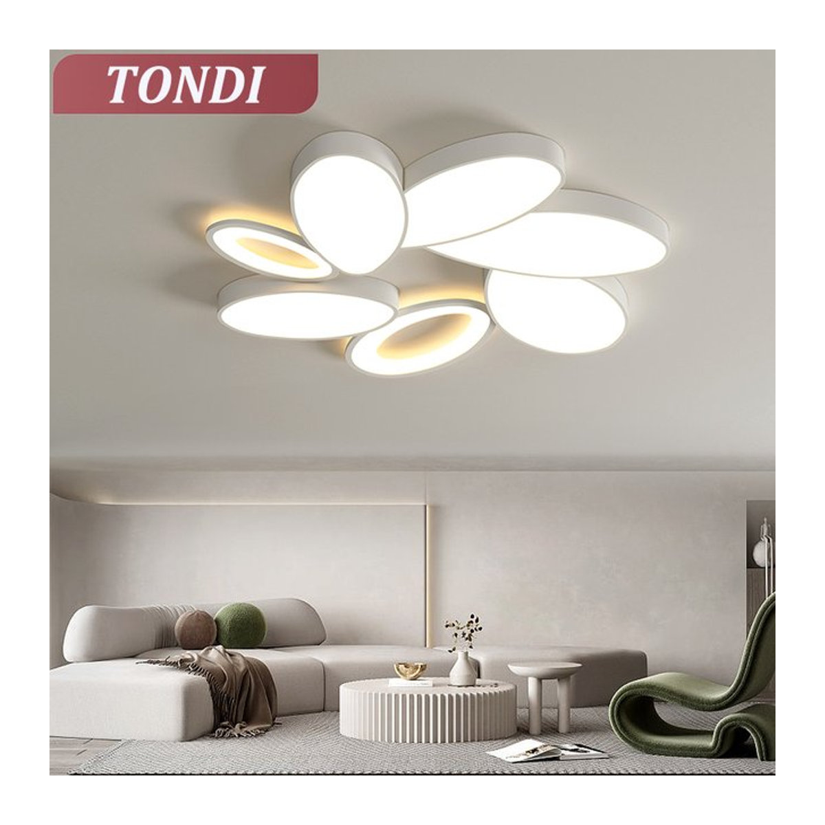 Moderne LED-Deckenleuchte TONDI Kronleuchter in Weiß für Wohnzimmer, Schlafzimmer und Esszimmer - Bild 1