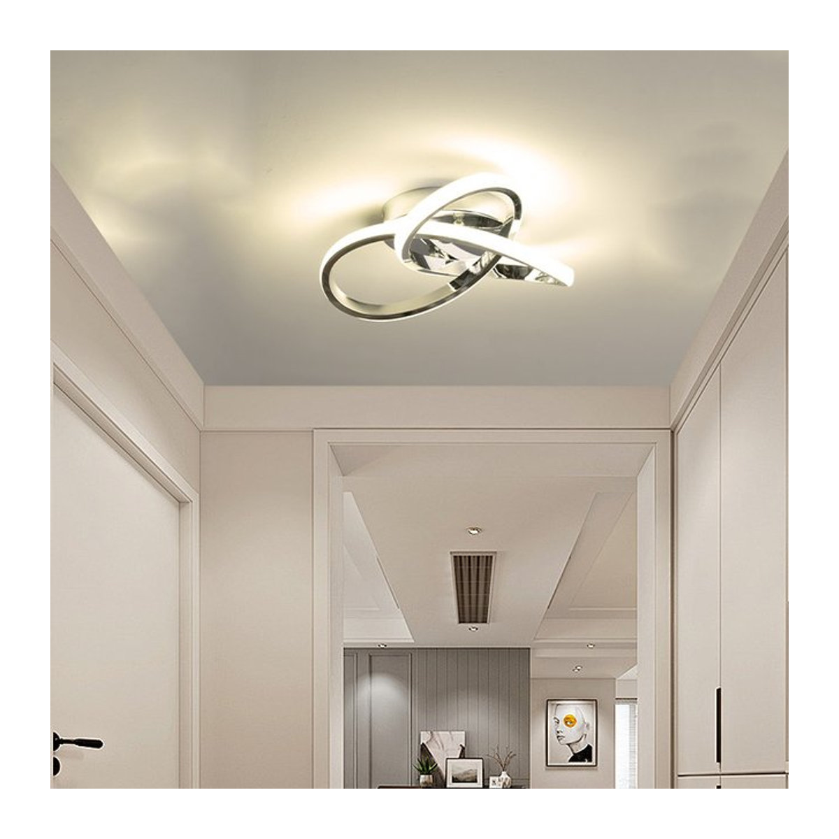 Moderne LED-Deckenleuchte von CETANT in Silber mit Kleeblatt-Linien-Design aus Metall - Bild 1