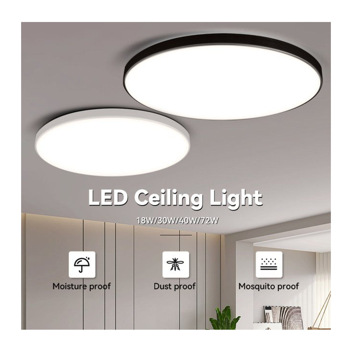 Moderne LED Deckenleuchte von CHENBEN in Schwarz/Weiß im minimalistischen Design als Kronleuchter für dein Badezimmer oder dein Zuhause - Bild 1