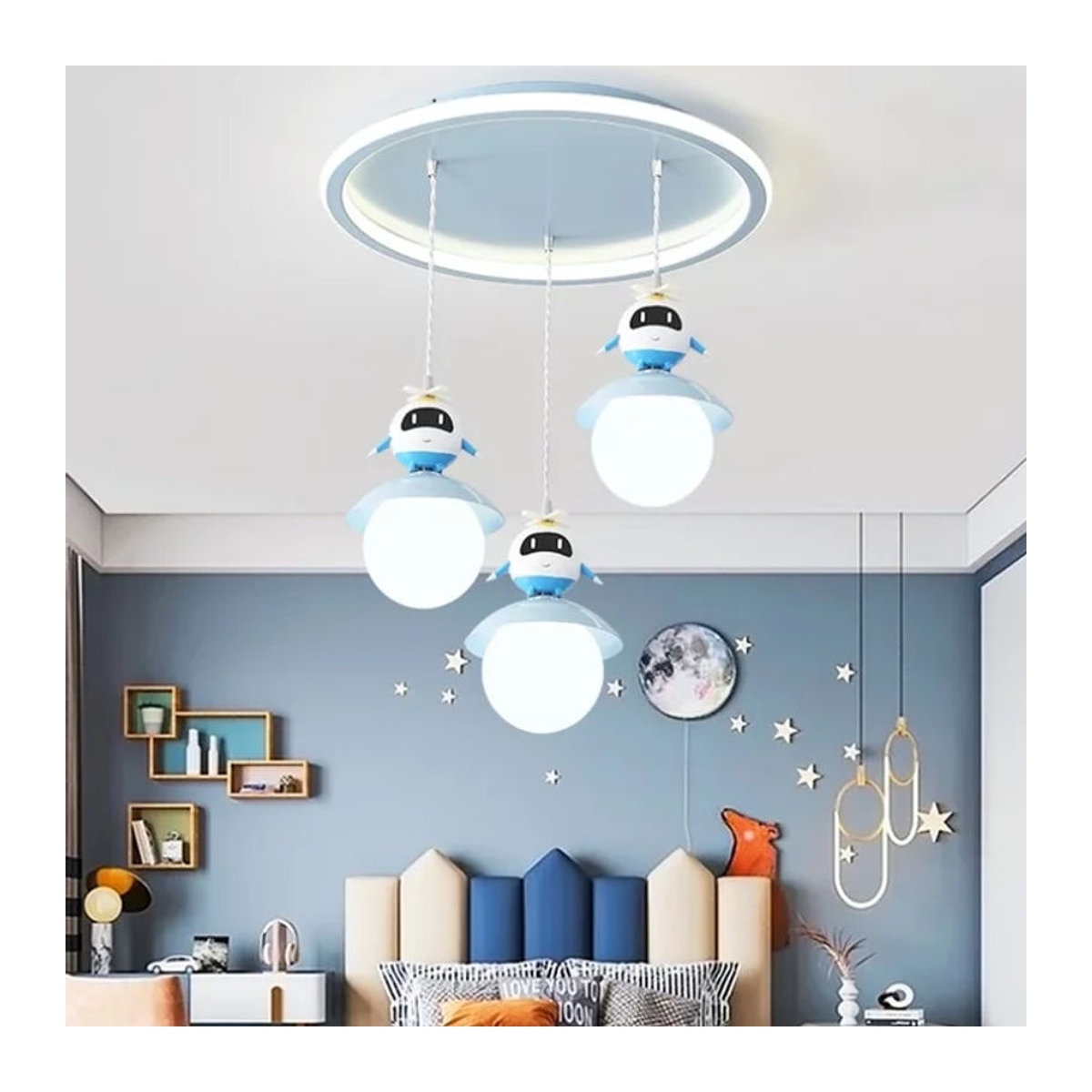 Moderne LED Deckenleuchte von JIANKEXING als kreativer Kronleuchter in Blau für Wohnzimmer, Schlafzimmer oder Kinderzimmer - Bild 1