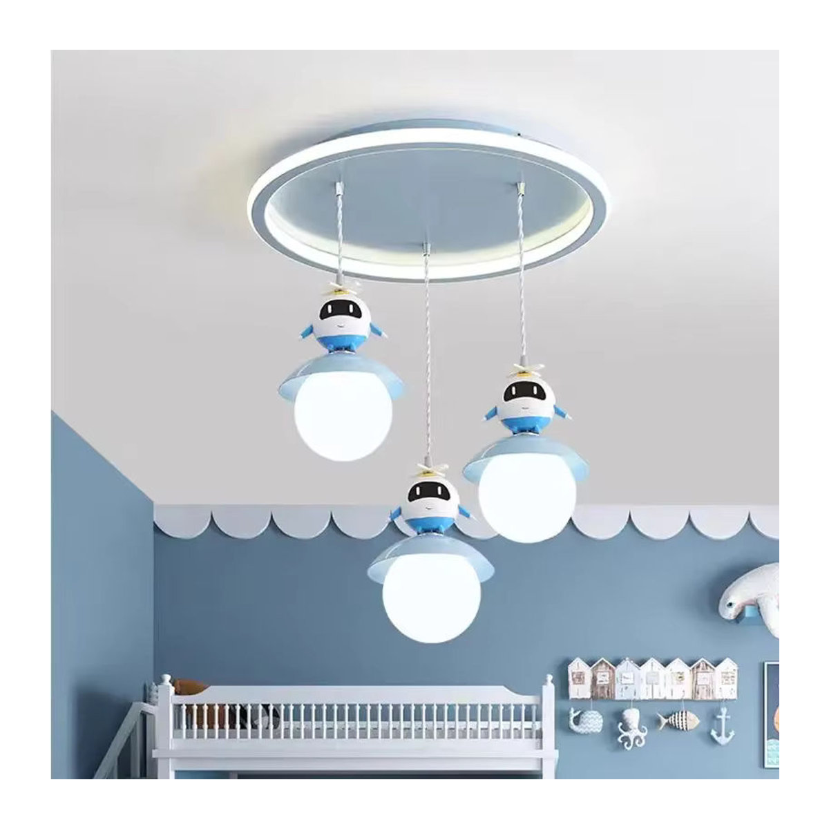 Moderne LED Deckenleuchte von JIANKEXING als kreativer Kronleuchter in Blau für Wohnzimmer, Schlafzimmer oder Kinderzimmer - Bild 2