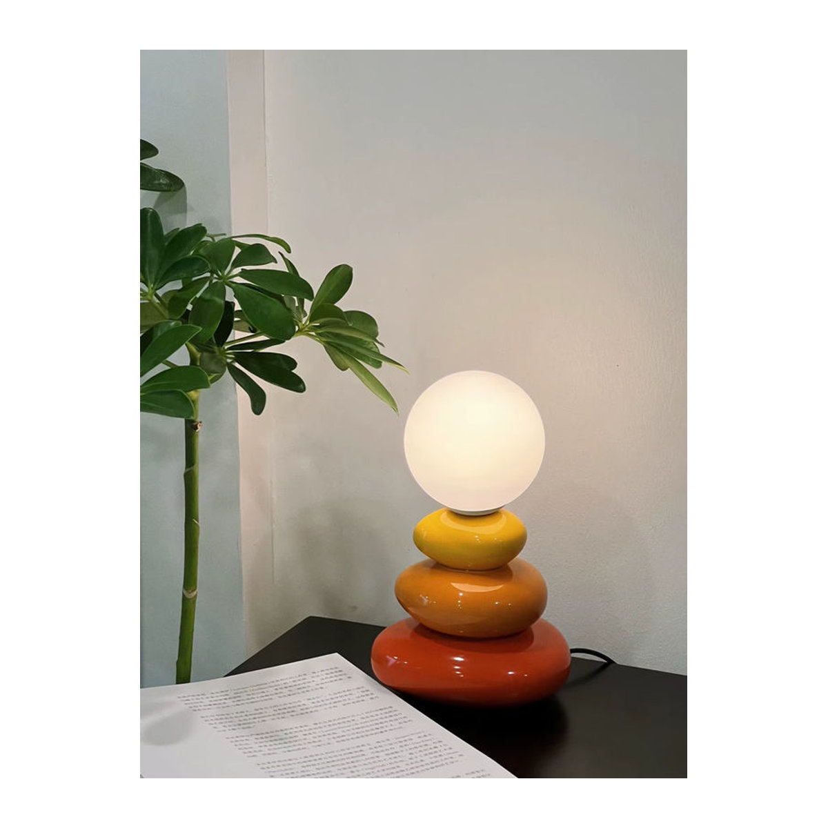 Moderne LED Keramik Tischlampe in Orange, Blau und Grau als Stimmungslicht für Schlafzimmer und Schreibtisch - Bild 2