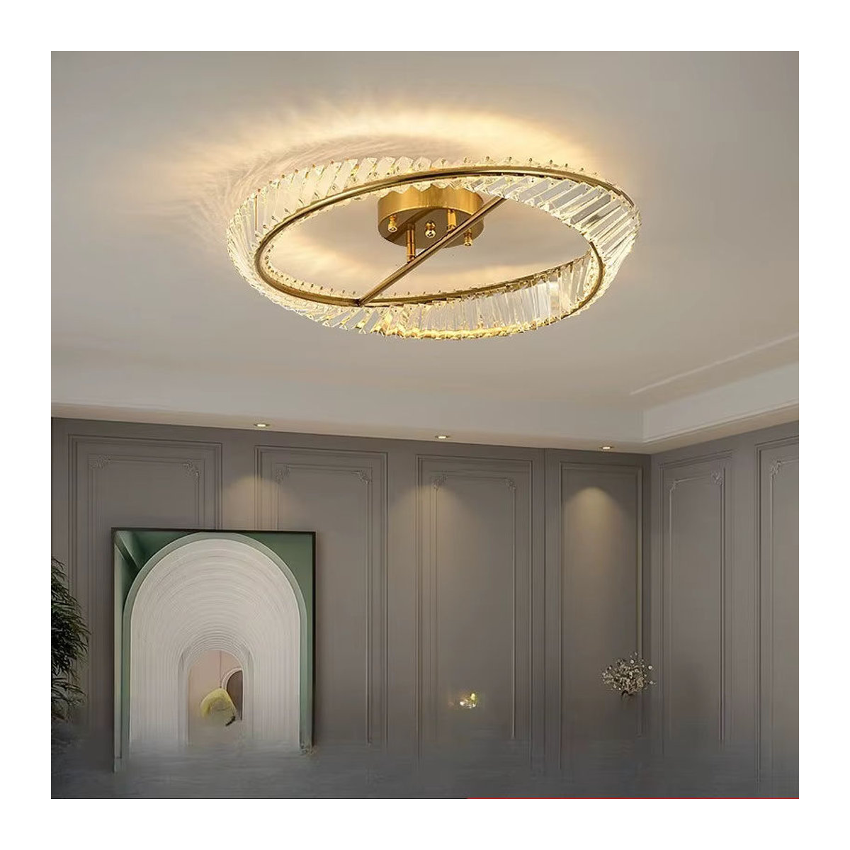 Moderne LED Kristall Deckenleuchte als luxuriöser Kronleuchter für Wohnzimmer, Schlafzimmer und Küche - Bild 2