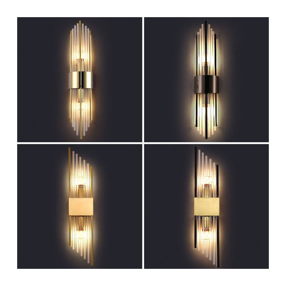 Moderne LED Kristall Wandlampe aus Glas in Schwarz für Schlafzimmer, Wohnzimmer und Flur - Bild 1