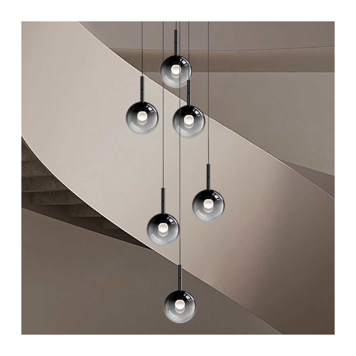 Moderne LED Kronleuchter Pendelleuchte aus Glas in Schwarz für deine Innenbeleuchtung - Bild 1
