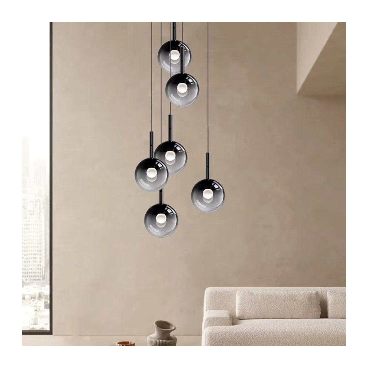 Moderne LED Kronleuchter Pendelleuchte aus Glas in Schwarz für deine Innenbeleuchtung - Bild 3
