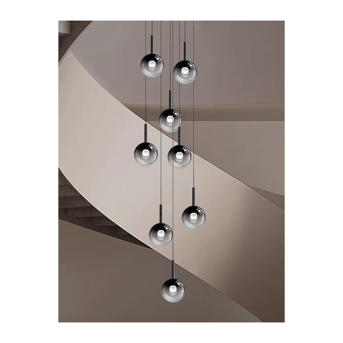 Moderne LED Kronleuchter Pendelleuchte aus Glas in Schwarz für deine Innenbeleuchtung - Bild 7