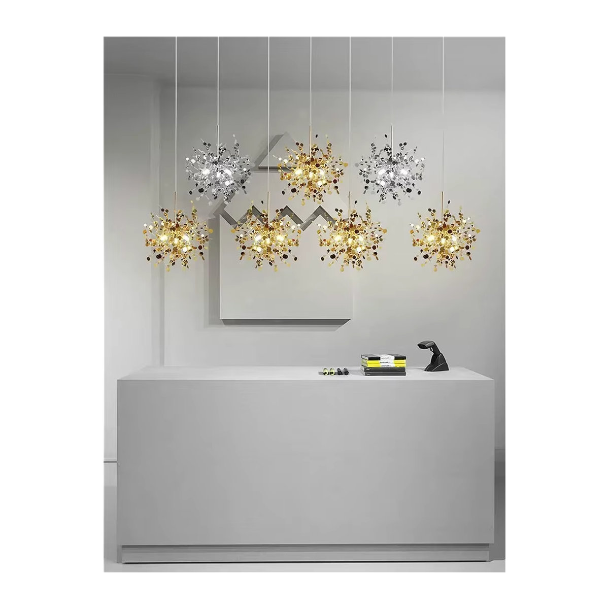 Moderne LED Kronleuchter von JIANKEXING in Chrom und Bunt aus Edelstahl für Wohnzimmer und Restaurant - Bild 2