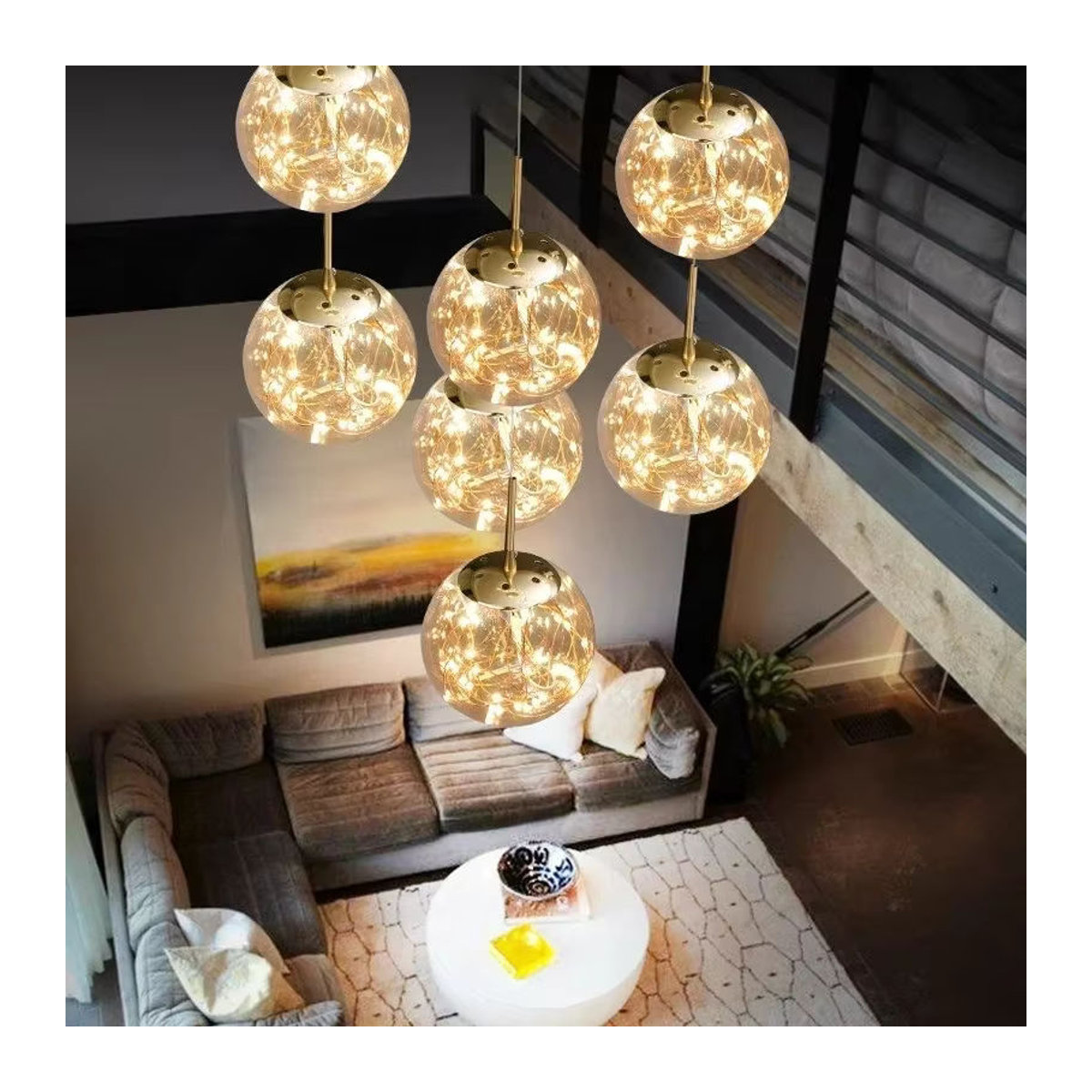 Moderne LED Kronleuchter von JIANKEXING in Glas-Optik als kreative Wendeltreppe für Wohnzimmer, Restaurant oder Hotel in Grau oder Bunt - Bild 4