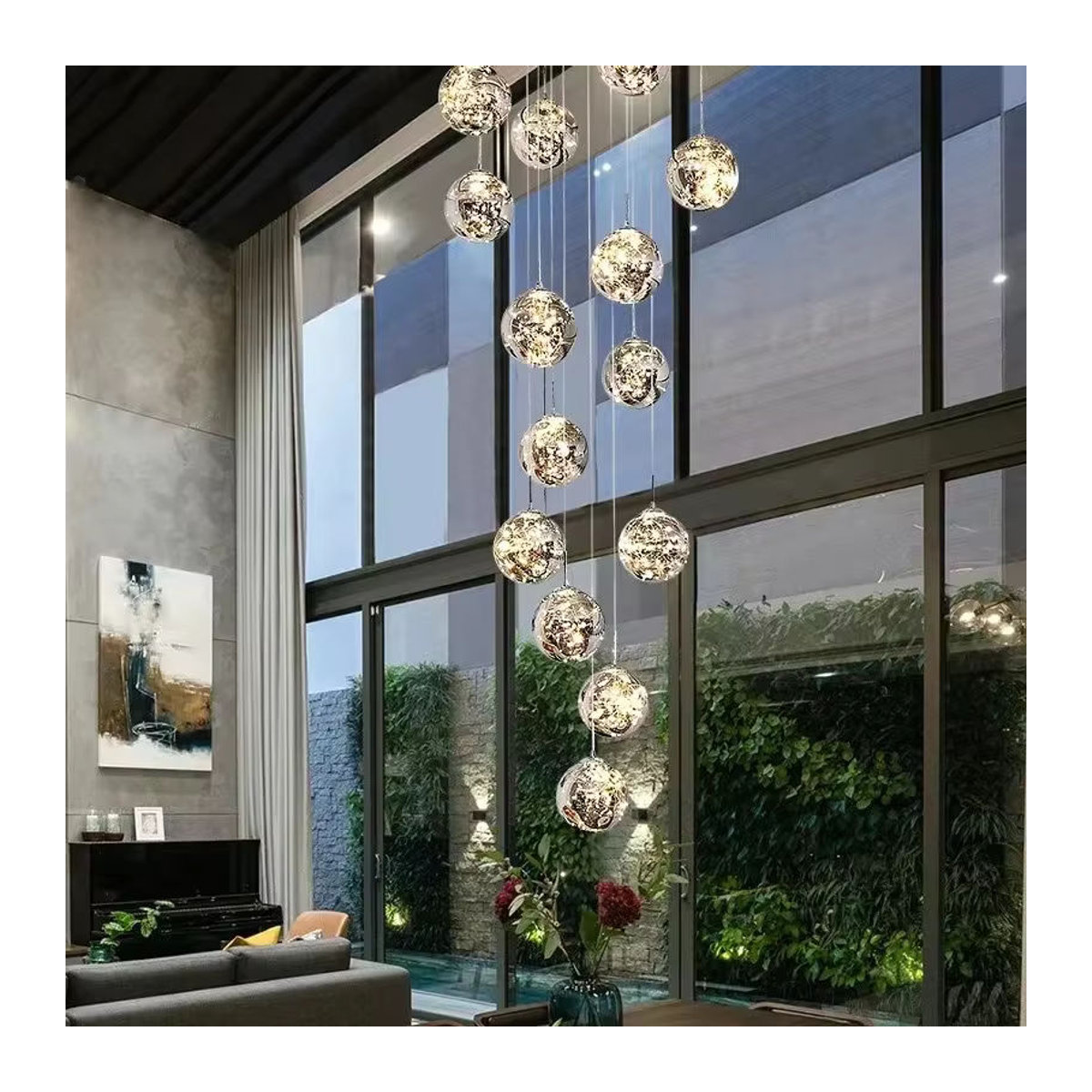 Moderne LED Kronleuchter von JIANKEXING in Glas-Optik als kreative Wendeltreppe für Wohnzimmer, Restaurant oder Hotel in Grau oder Bunt - Bild 5