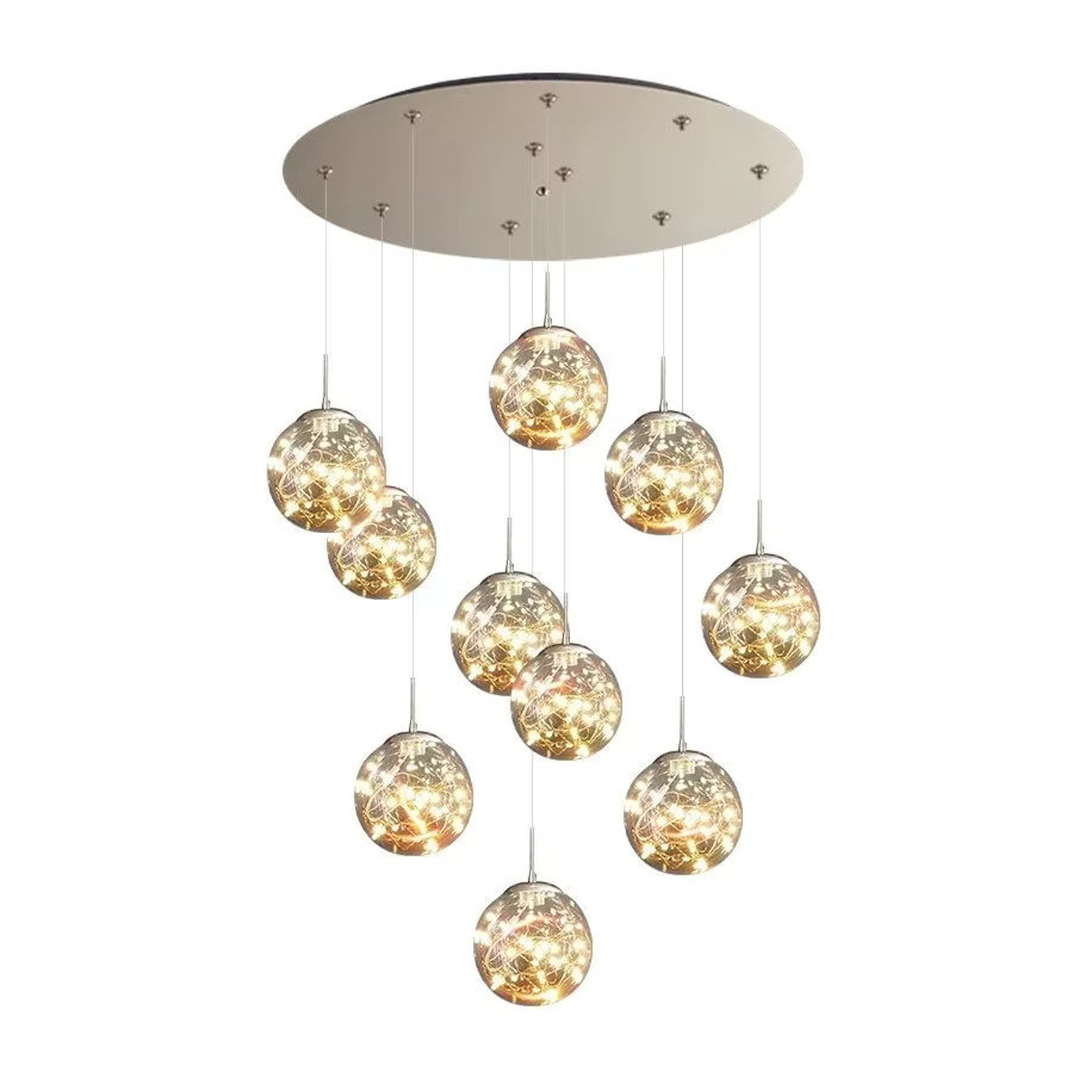 Moderne LED Kronleuchter von JIANKEXING in Glas-Optik als kreative Wendeltreppe für Wohnzimmer, Restaurant oder Hotel in Grau oder Bunt - Bild 6