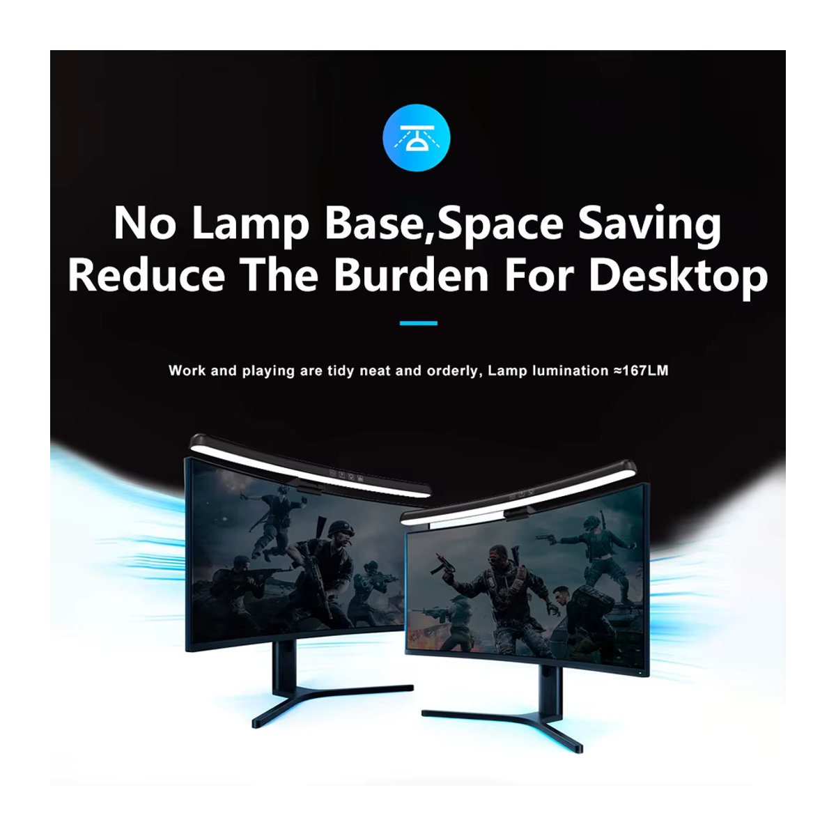 Moderne LED Monitor Lichtleiste in Schwarz mit RGB Hintergrundbeleuchtung und USB-Anschluss für Gaming und Schreibtisch - Bild 5