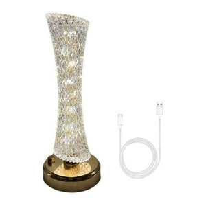 Moderne LED Nachttischlampe aus Acryl in Transparent und Silber, batteriebetrieben mit Touch-Steuerung und dimmbarer Helligkeit, Höhe: 23,5 cm