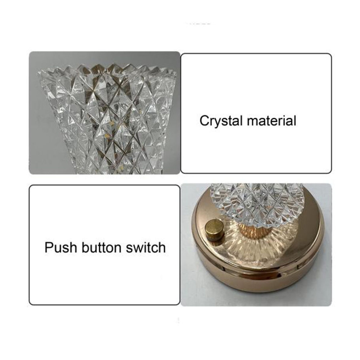 Moderne LED Nachttischlampe aus Acryl in Transparent und Silber, batteriebetrieben mit Touch-Steuerung und dimmbarer Helligkeit, Höhe: 23,5 cm - Bild 4
