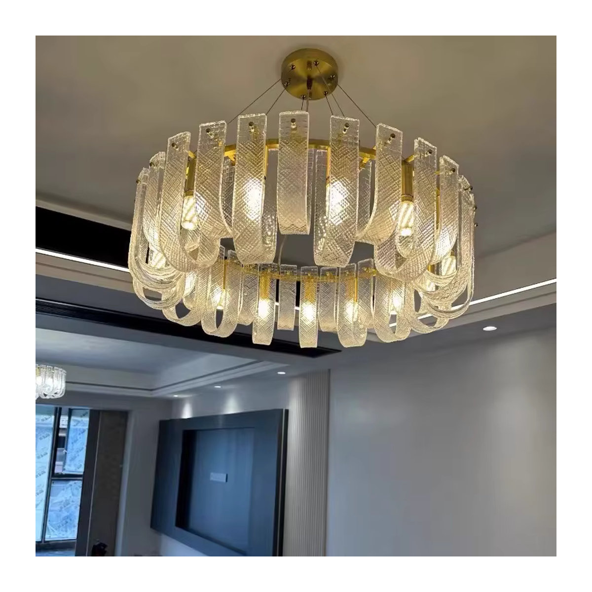 Moderne LED-Pendelleuchte aus Glas und Kupfer von JIANKEXING in Weiß - Bild 3