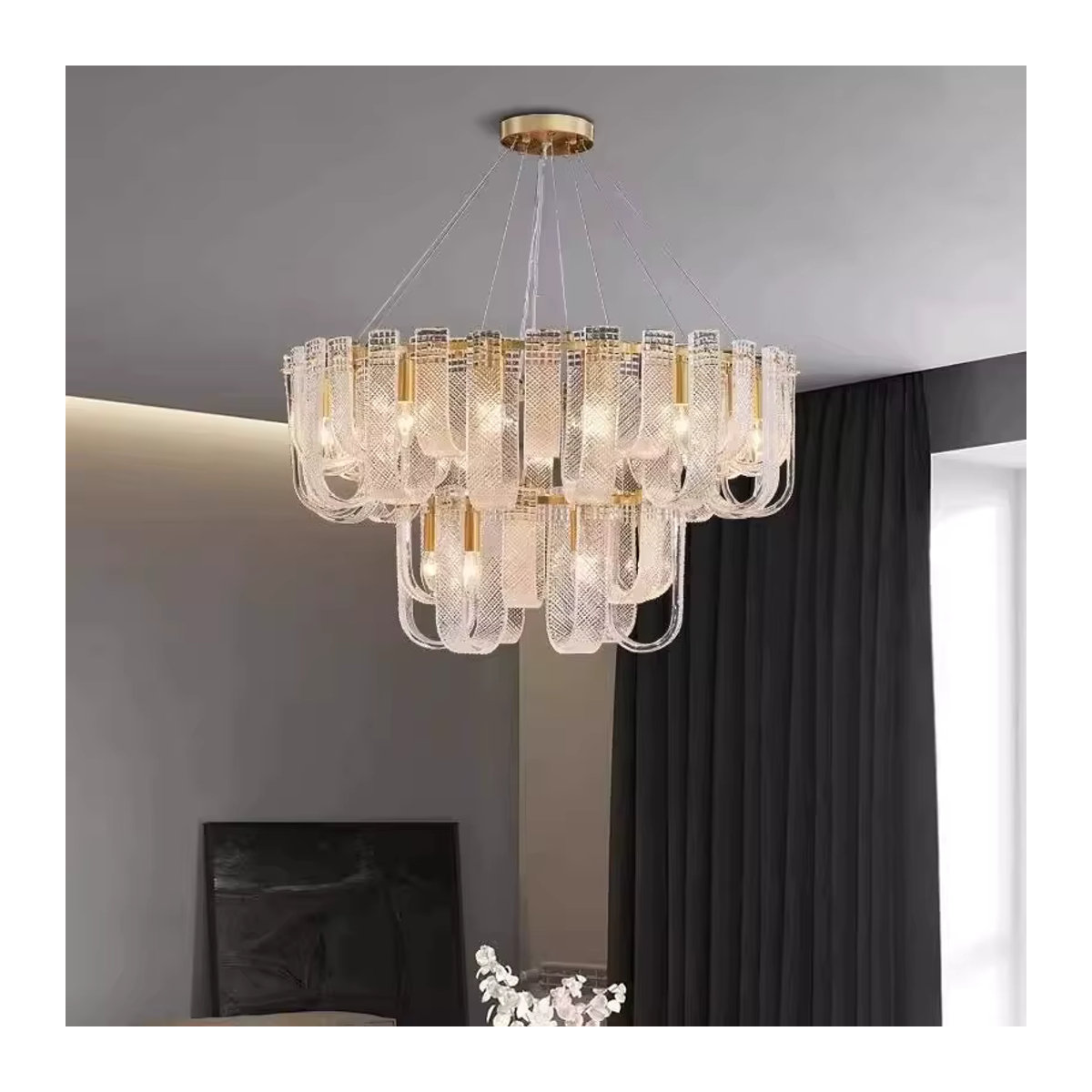 Moderne LED-Pendelleuchte aus Glas und Kupfer von JIANKEXING in Weiß - Bild 4