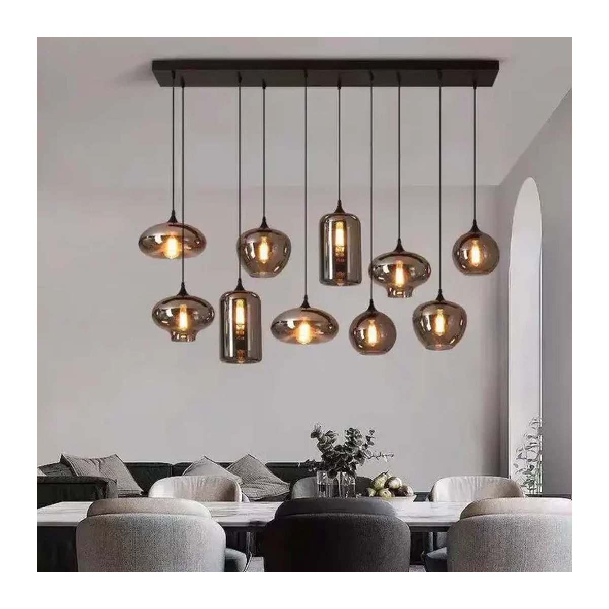 Moderne LED-Pendelleuchte aus Glas von JIANKEXING in Grau - Bild 1