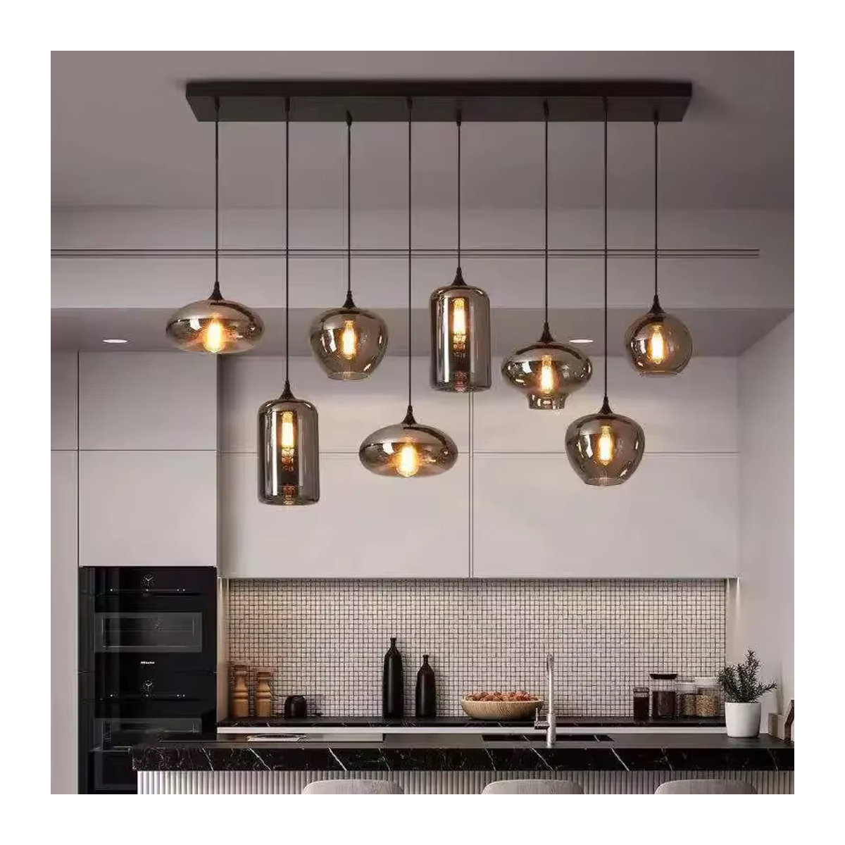 Moderne LED-Pendelleuchte aus Glas von JIANKEXING in Grau - Bild 2