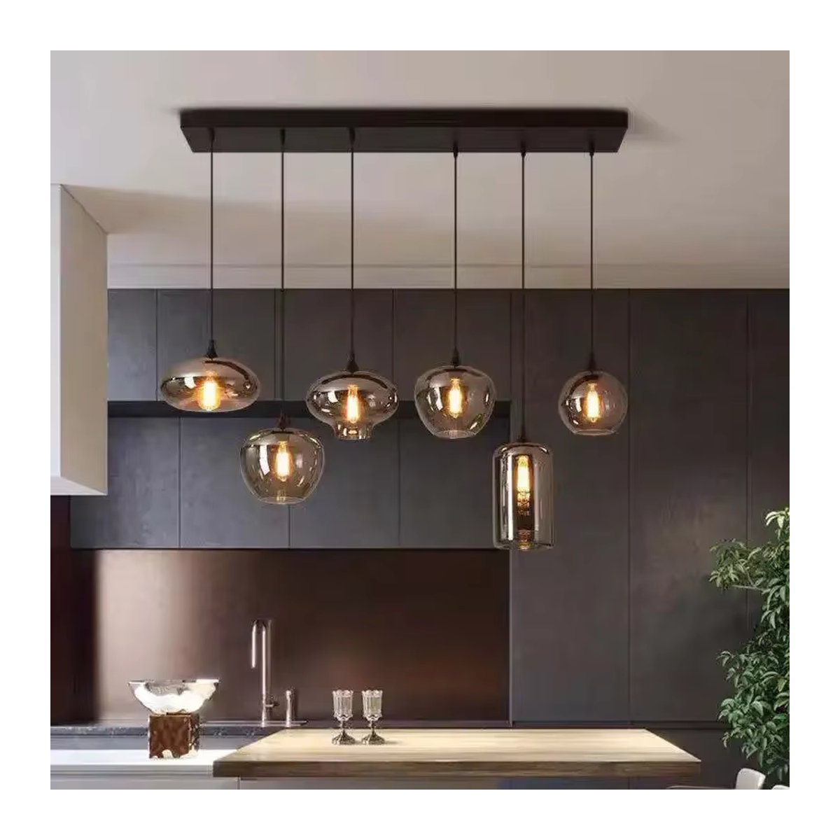 Moderne LED-Pendelleuchte aus Glas von JIANKEXING in Grau - Bild 3
