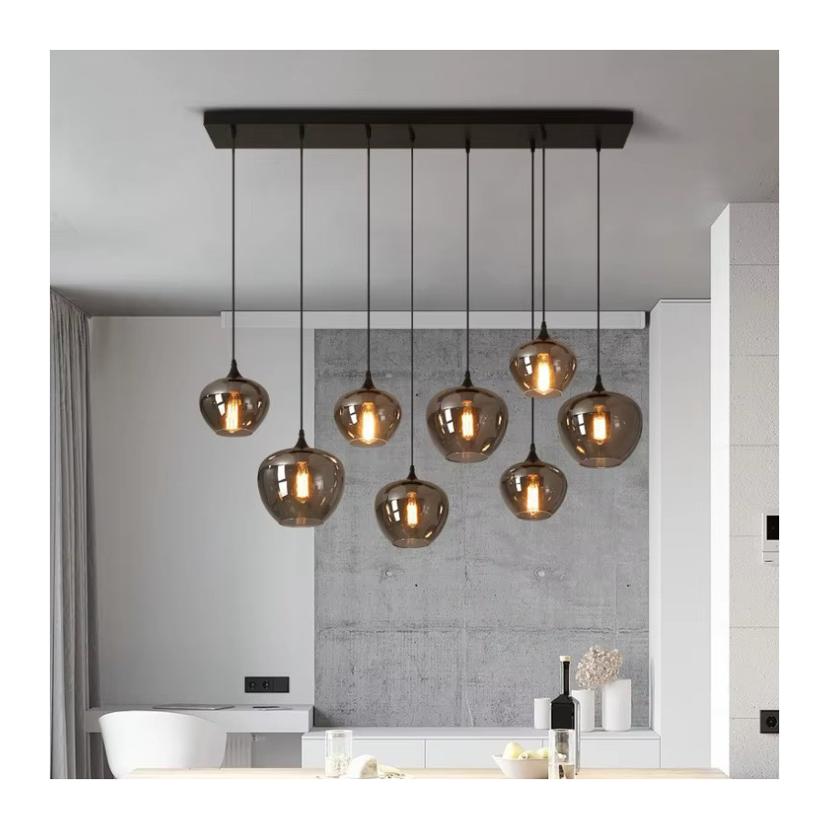 Moderne LED-Pendelleuchte aus Glas von JIANKEXING in Grau - Bild 4