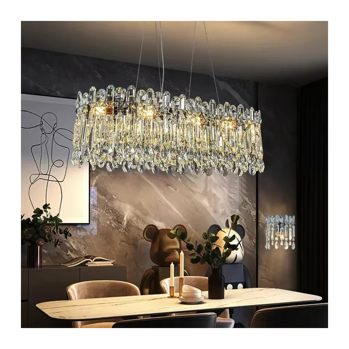 Moderne LED Pendelleuchte aus Glas von TAONUANSHU in Silber - Bild 3