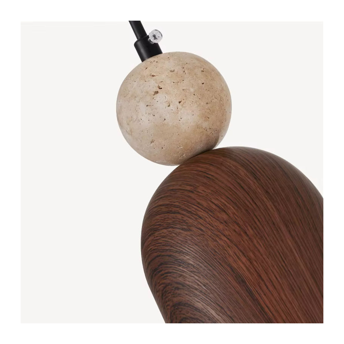 Moderne LED Pendelleuchte aus Holz und Stein in Nussbaum, Nordic Design für Wohnzimmer, Schlafzimmer oder Arbeitszimmer - Bild 5
