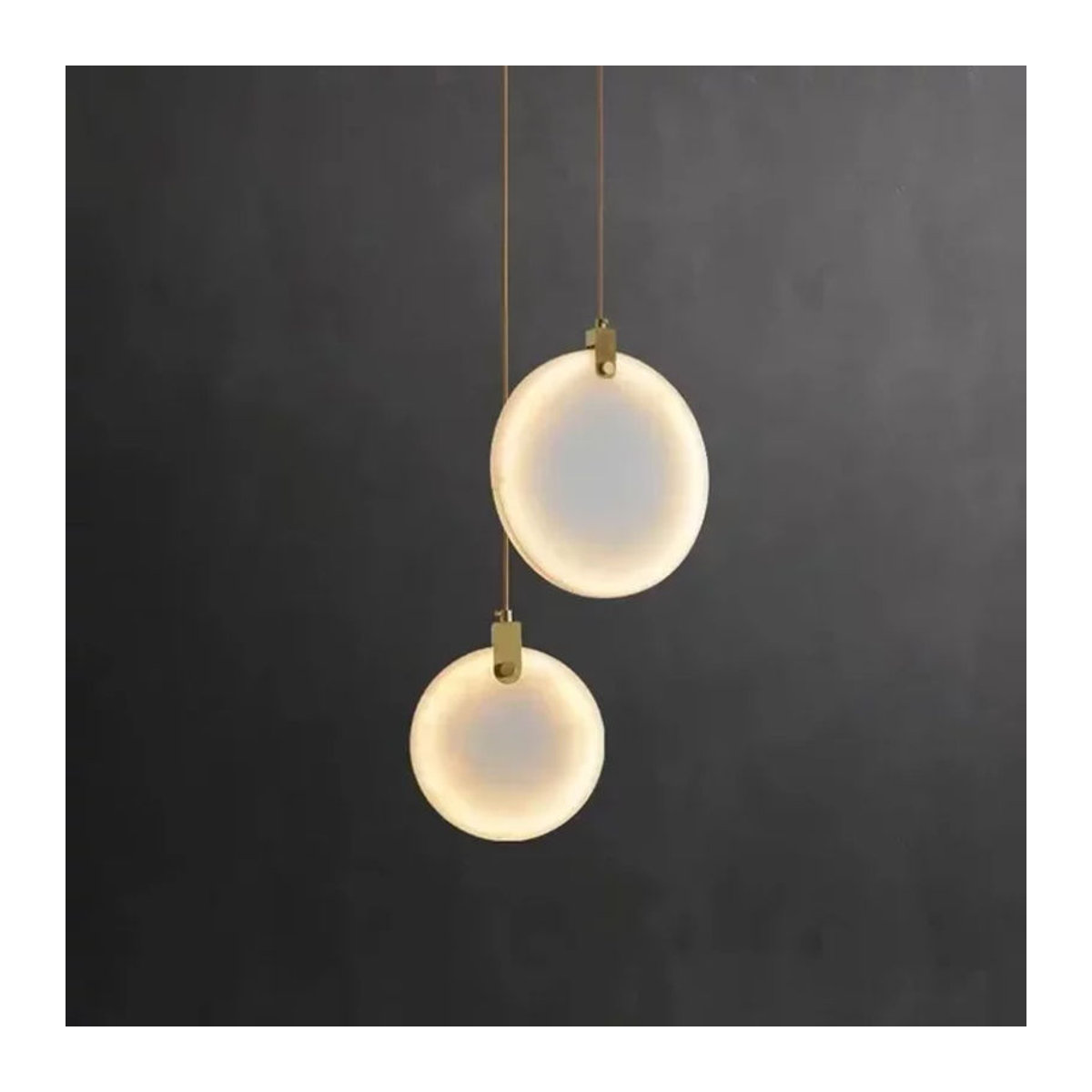 Moderne LED Pendelleuchte aus weißem Marmor in runder Form für Schlafzimmer, Küche und Treppenhäuser - Bild 1