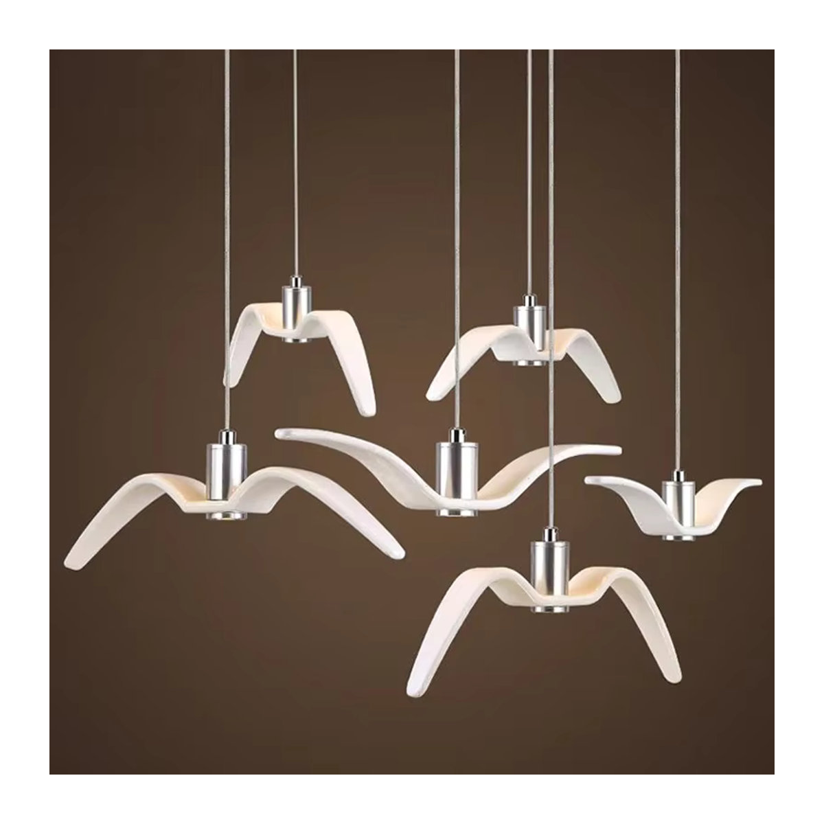 Moderne LED Pendelleuchte im Möwen-Design in Weiß für Bar und Küche - Bild 2