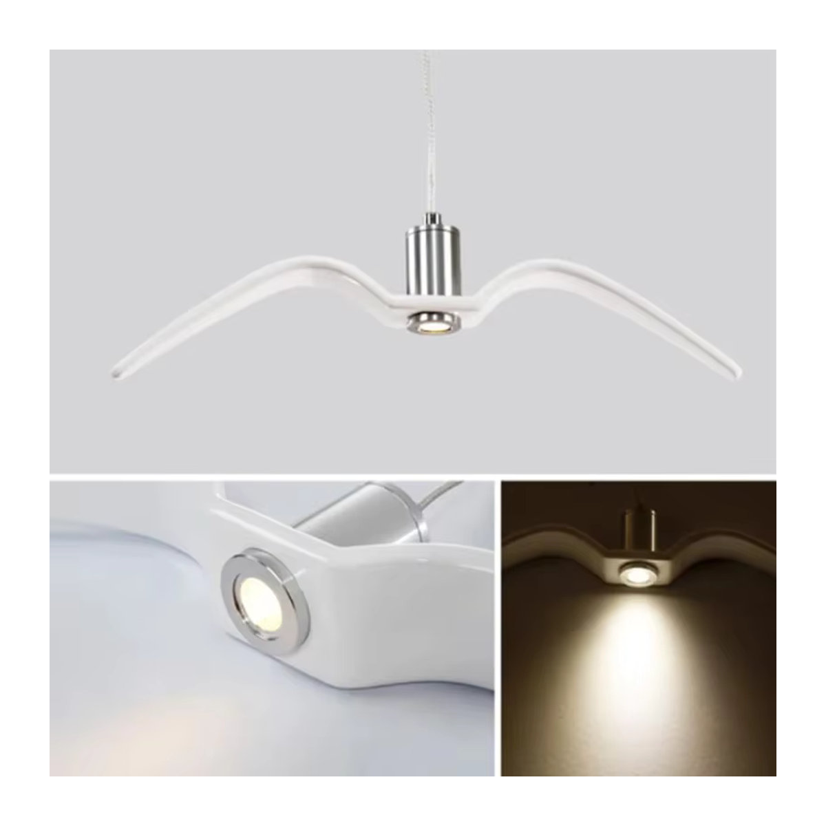 Moderne LED Pendelleuchte im Möwen-Design in Weiß für Bar und Küche - Bild 4