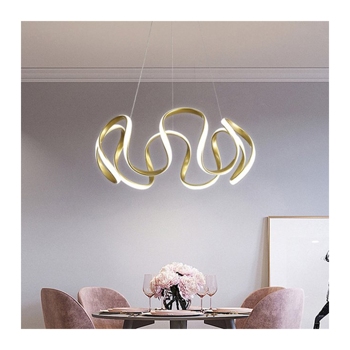 Moderne LED Pendelleuchte im skandinavischen Design für Wohnzimmer, Schlafzimmer und Küche aus Metall in Gold, Schwarz oder Weiß - Bild 1