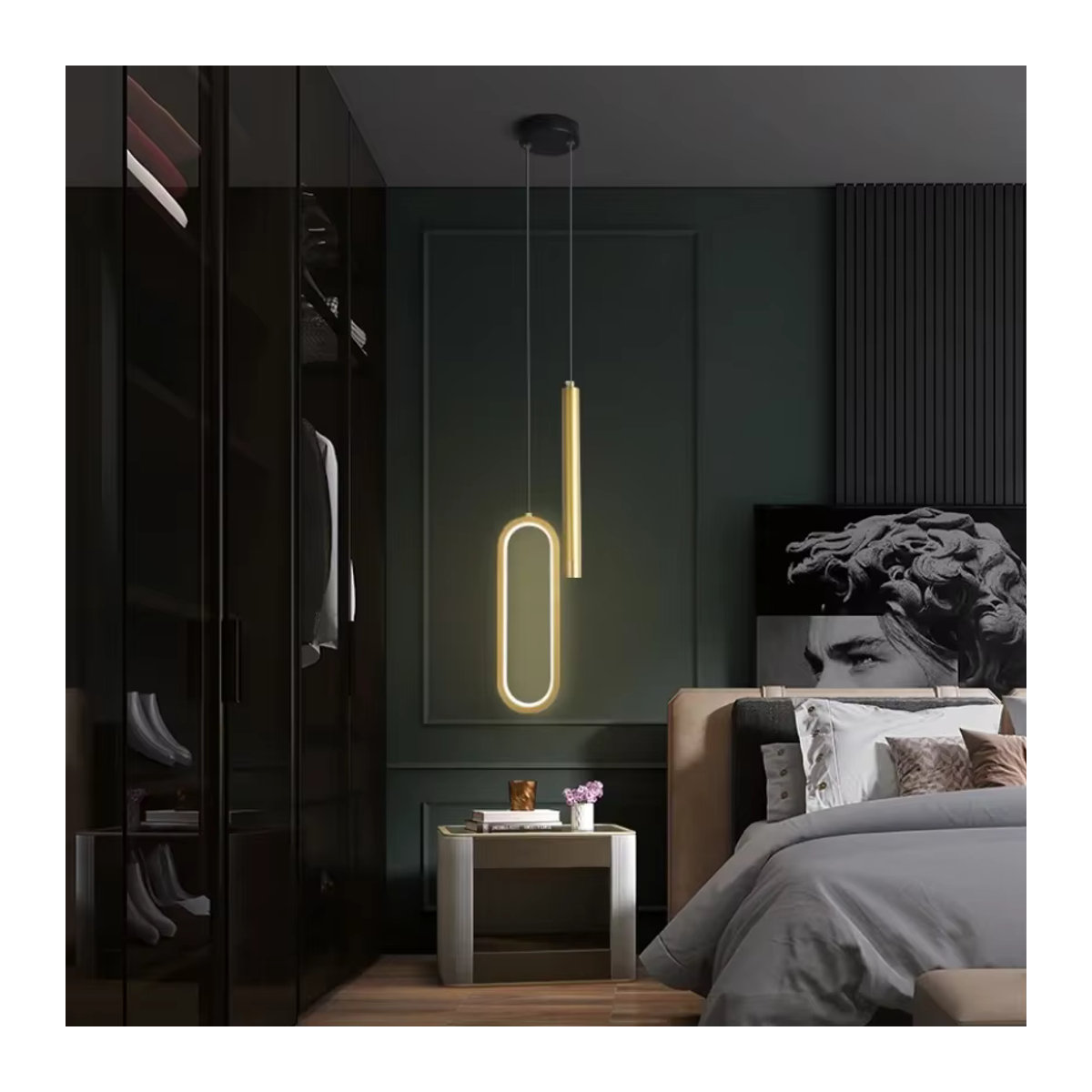 Moderne LED-Pendelleuchte in Schwarz für Schlafzimmer, Bad oder Restaurant - Bild 2
