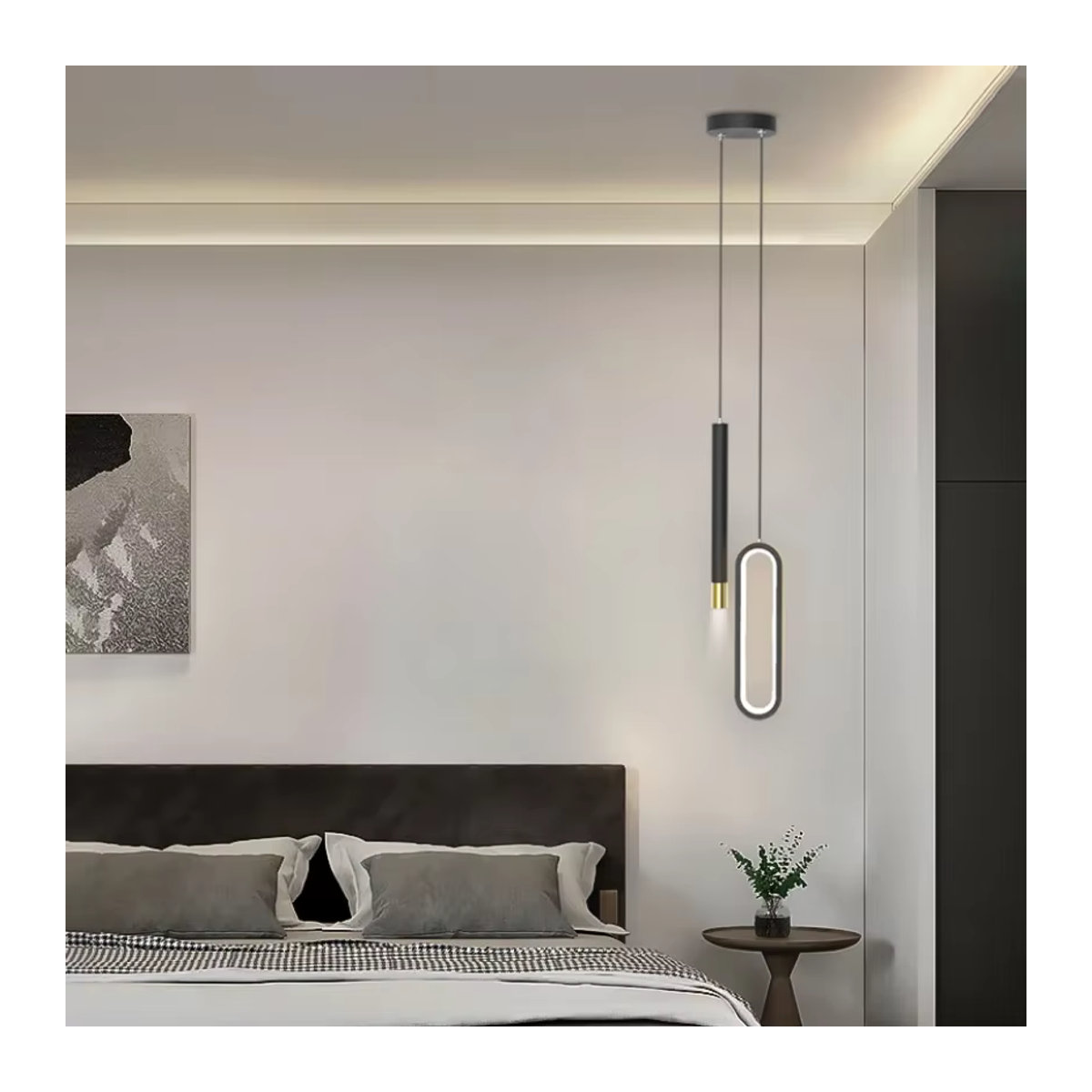 Moderne LED-Pendelleuchte in Schwarz für Schlafzimmer, Bad oder Restaurant - Bild 4