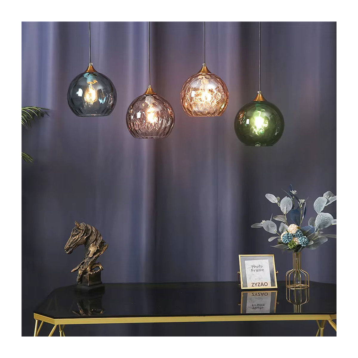 Moderne LED-Pendelleuchte Lava Ball mit Glaskugeln in Bunt für Schlafzimmer, Esszimmer und Küche - Bild 2
