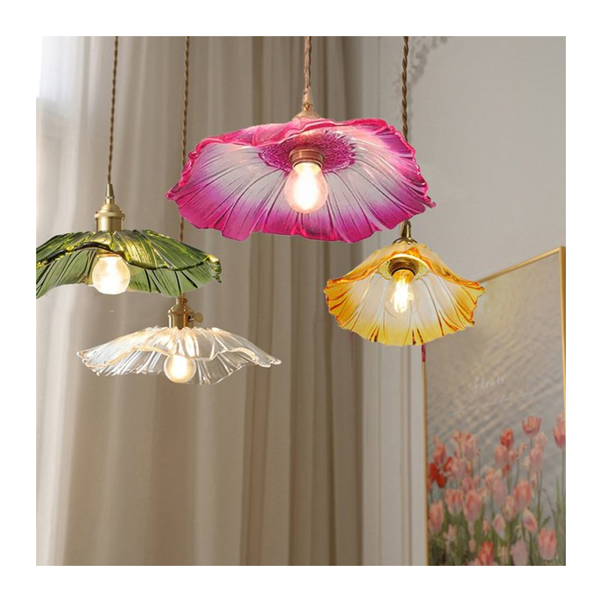 Moderne LED Pendelleuchte Ramalho aus buntem Glas im Bohemian Stil - Bild 1