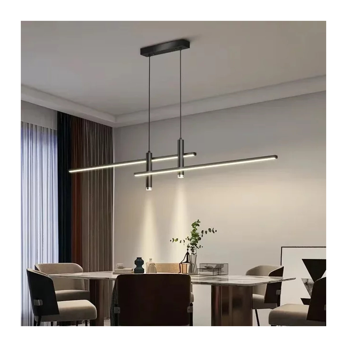 Moderne LED-Pendelleuchte von DARHYN in Schwarz mit warmweißem Licht für deine dekorative Innenbeleuchtung - Bild 1