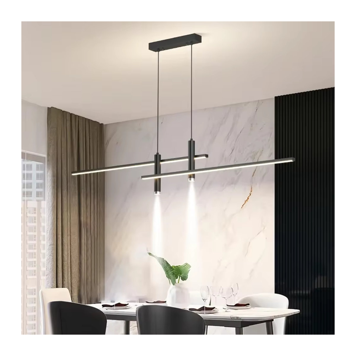 Moderne LED-Pendelleuchte von DARHYN in Schwarz mit warmweißem Licht für deine dekorative Innenbeleuchtung - Bild 5