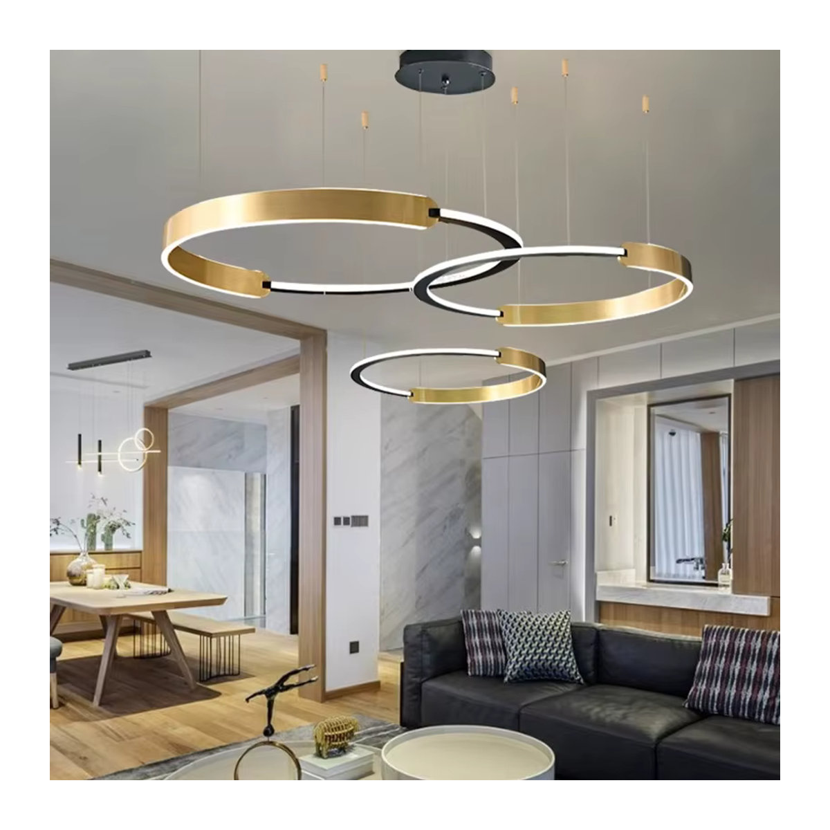 Moderne LED-Pendelleuchte von Gbbmade aus Metall in Schwarz/Weiß für Wohnzimmer und Esszimmer - Bild 3