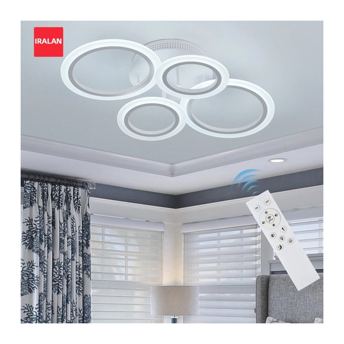 Moderne LED-Pendelleuchte von IRALAN in Weiß aus Acryl, dimmbar mit Fernbedienung - Bild 1
