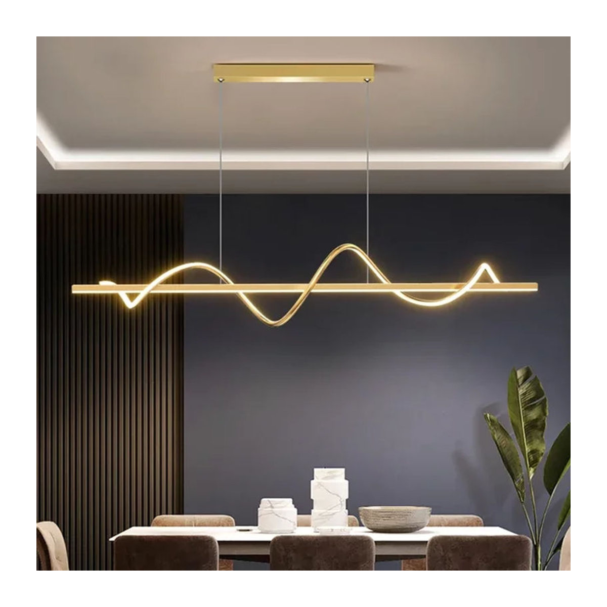 Moderne LED-Pendelleuchte von JIANKEXING aus Metall in Gold mit Fernbedienung - Bild 1