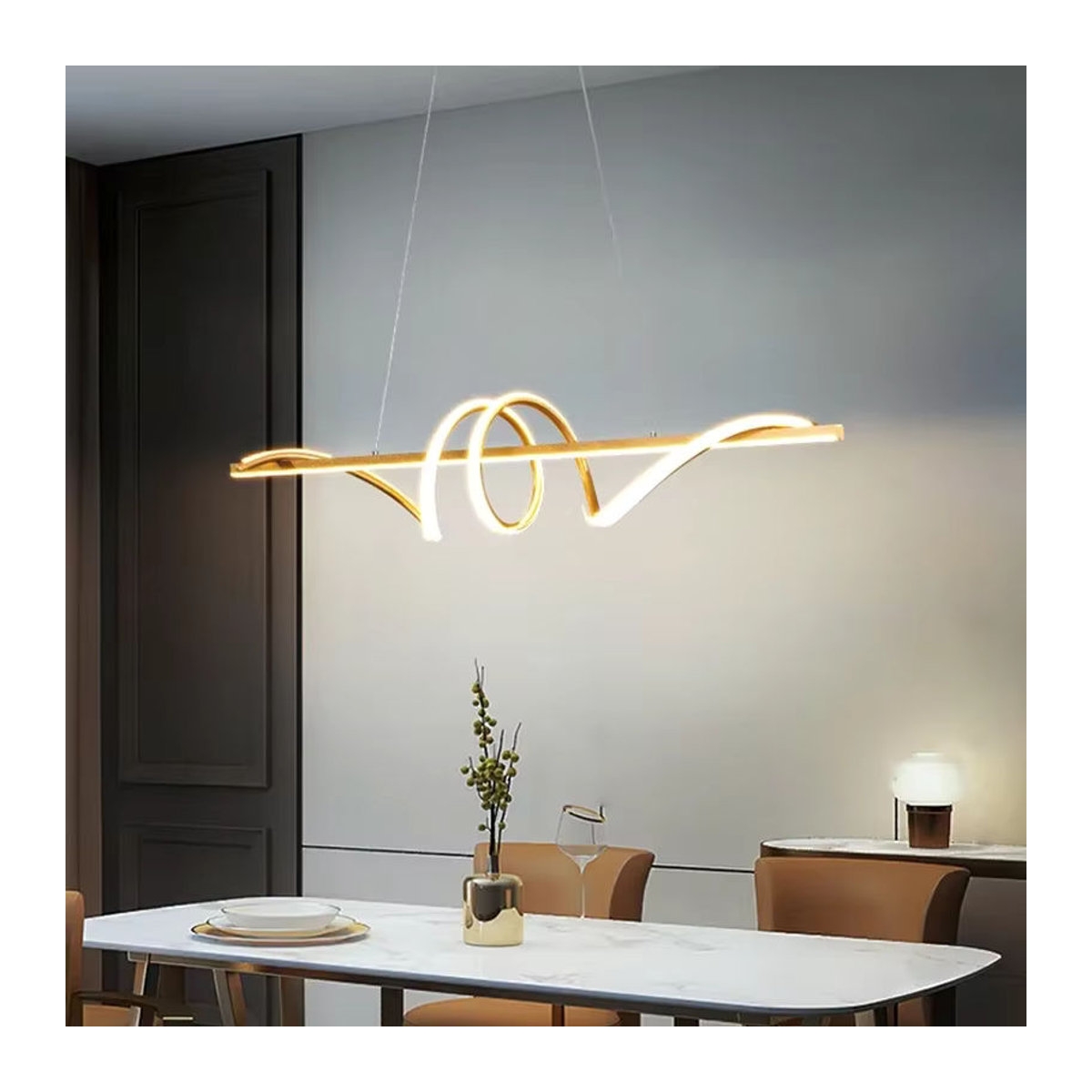 Moderne LED-Pendelleuchte von JIANKEXING aus Metall in Gold mit Fernbedienung - Bild 5