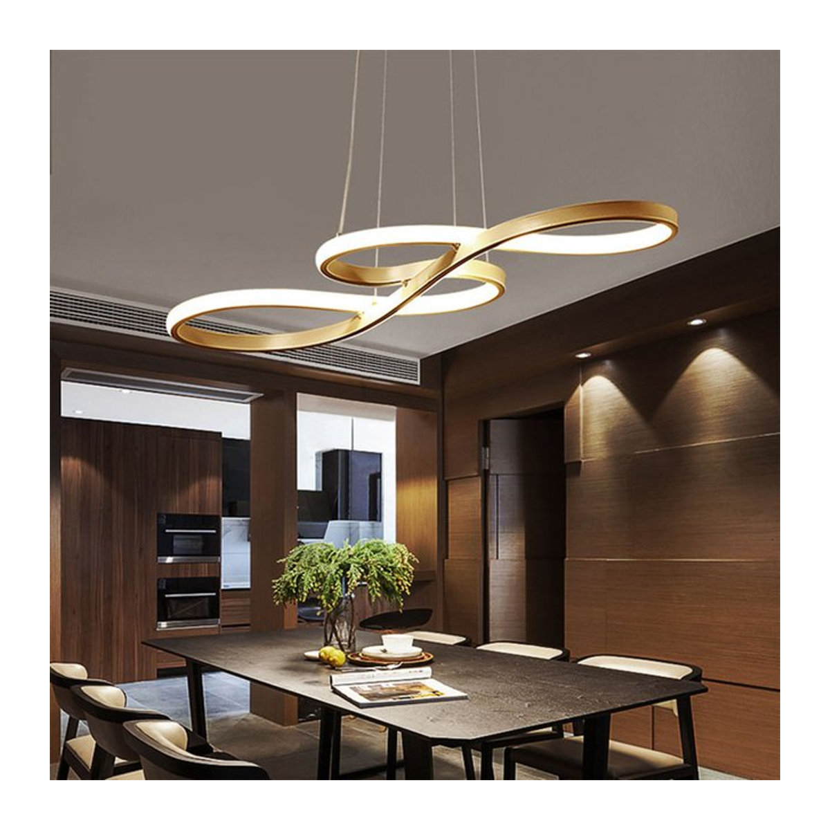 Moderne LED Pendelleuchte von ludengchaoshi in Weiß aus Metall mit Fernbedienung und Dimmfunktion für Küche, Bar und Esszimmer - Bild 1